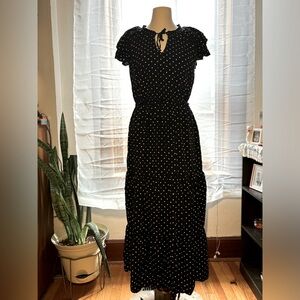 Black and white polka dot maxi dress
